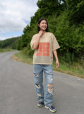 DAXUEN olive green oversized '08' graphic mesh football jersey — model photo