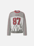DAXUEN grey and black long-sleeve top with flame graphic