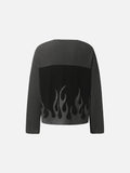 DAXUEN grey and black long-sleeve top with flame graphic