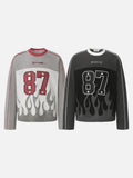 DAXUEN grey and black long-sleeve top with flame graphic