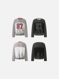 DAXUEN grey and black long-sleeve top with flame graphic