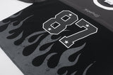 DAXUEN grey and black long-sleeve top with flame graphic