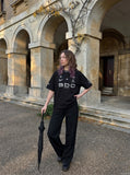 DAXUEN black bold 'a b o' graphic short-sleeve T-shirt — model photo