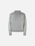 DAXUEN black vertical ribbed abstract graphic mock neck sweater
