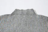 DAXUEN black vertical ribbed abstract graphic mock neck sweater