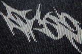 DAXUEN black vertical ribbed abstract graphic mock neck sweater