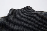DAXUEN black vertical ribbed abstract graphic mock neck sweater