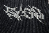 DAXUEN black vertical ribbed abstract graphic mock neck sweater