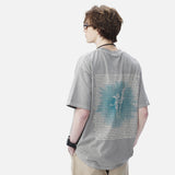 DAXUEN light greige oversized academic text block t-shirt