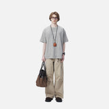 DAXUEN light greige oversized academic text block t-shirt