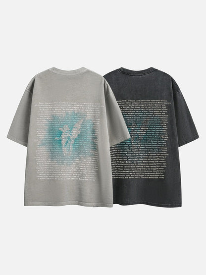 DAXUEN light greige oversized academic text block t-shirt