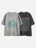 DAXUEN light greige oversized academic text block t-shirt