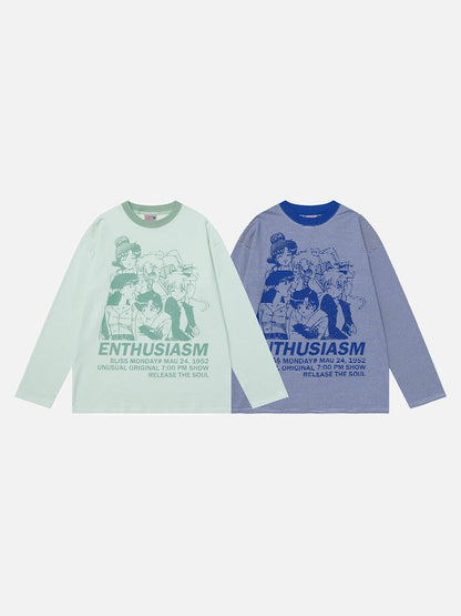 DAXUEN white oversized animated-characters graphic long-sleeve tee