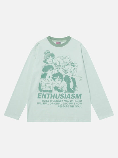 DAXUEN white oversized animated-characters graphic long-sleeve tee