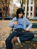 DAXUEN white oversized animated-characters graphic long-sleeve tee — model photo