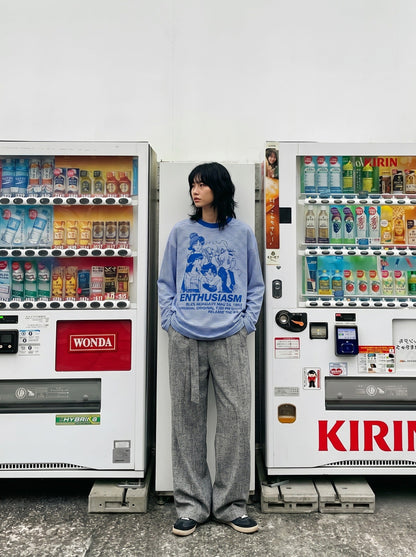 DAXUEN white oversized animated-characters graphic long-sleeve tee — model photo