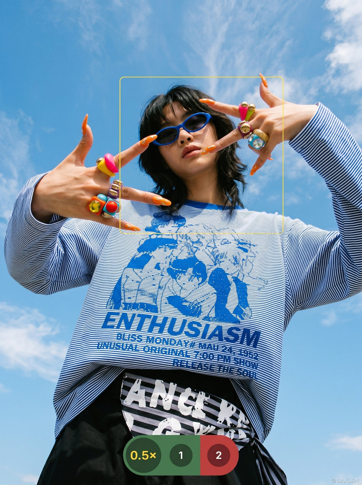 DAXUEN white oversized animated-characters graphic long-sleeve tee — model photo