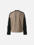 DAXUEN light brown and black bold graphic long-sleeve top