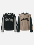 DAXUEN light brown and black bold graphic long-sleeve top