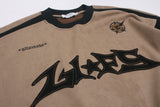 DAXUEN light brown and black bold graphic long-sleeve top