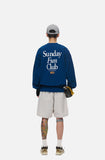 DAXUEN dark blue bold back graphic long-sleeved crew top