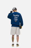 DAXUEN dark blue bold back graphic long-sleeved crew top