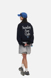 DAXUEN dark blue bold back graphic long-sleeved crew top