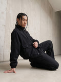 DAXUEN black and white oversized bomber jacket — model photo