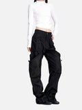DAXUEN black wide-leg cargo trousers with pockets