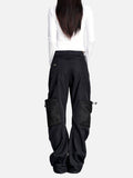 DAXUEN black wide-leg cargo trousers with pockets