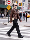 DAXUEN black wide-leg cargo trousers with pockets — model photo