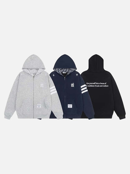 DAXUEN Full-zip hooded sweatshirt with graphic details