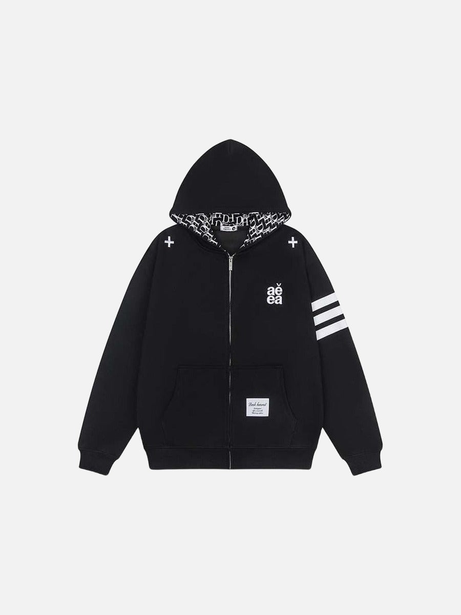 DAXUEN Full-zip hooded sweatshirt with graphic details