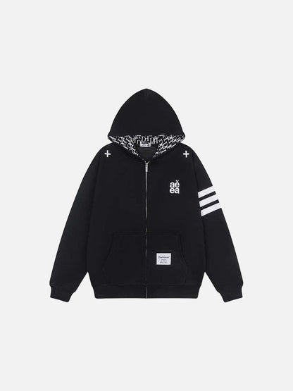 DAXUEN Full-zip hooded sweatshirt with graphic details