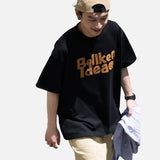 DAXUEN black oversized bold brown-orange wordmark graphic t-shirt
