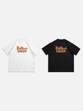 DAXUEN black oversized bold brown-orange wordmark graphic t-shirt