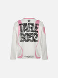 DAXUEN white long-sleeve jersey with bold brushstroke graphics