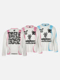 DAXUEN white long-sleeve jersey with bold brushstroke graphics