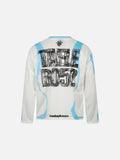 DAXUEN white long-sleeve jersey with bold brushstroke graphics