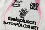 DAXUEN white long-sleeve jersey with bold brushstroke graphics