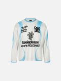 Blue Bold Brushstroke Graphics Long-Sleeve Jersey