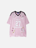 DAXUEN pink oversized cartoon graphic jersey tee
