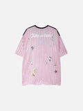 DAXUEN pink oversized cartoon graphic jersey tee