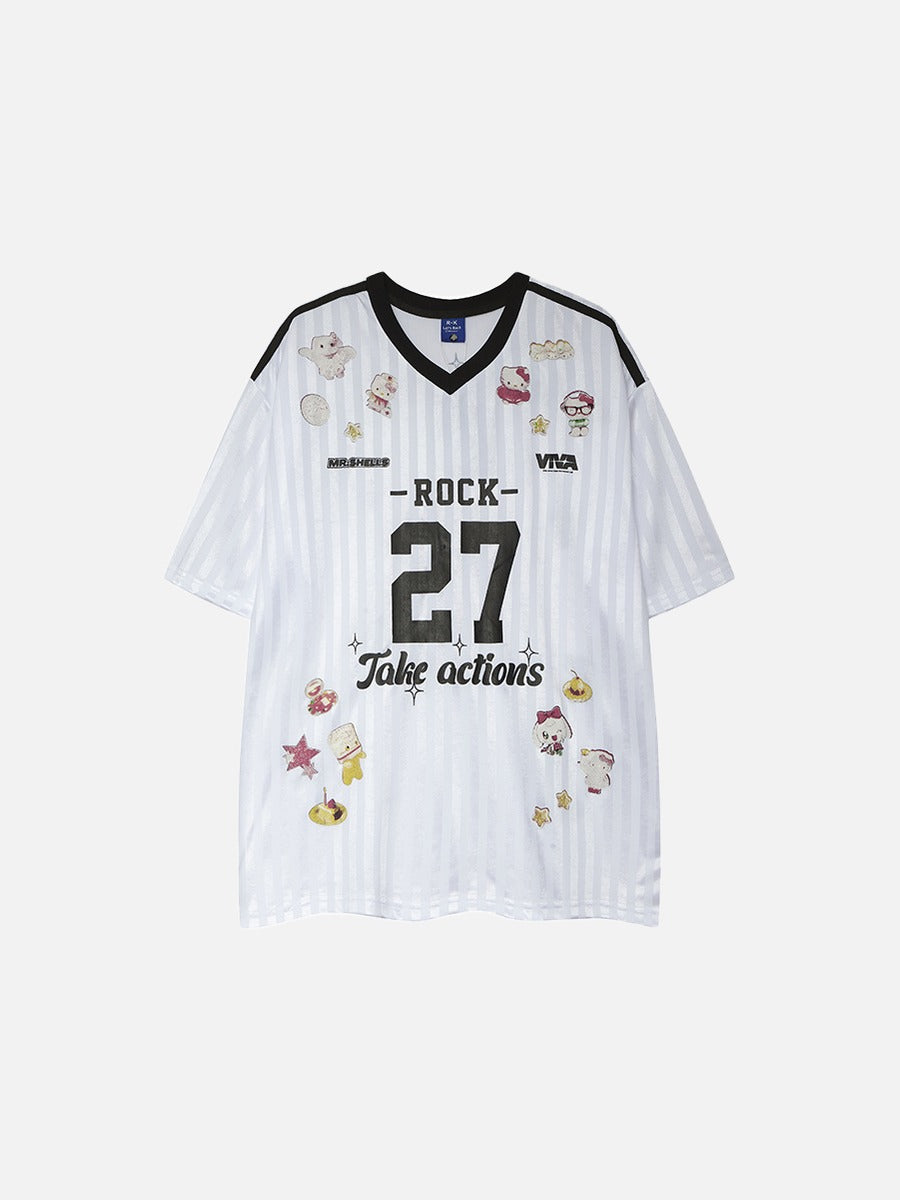 DAXUEN pink oversized cartoon graphic jersey tee