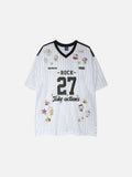 DAXUEN pink oversized cartoon graphic jersey tee