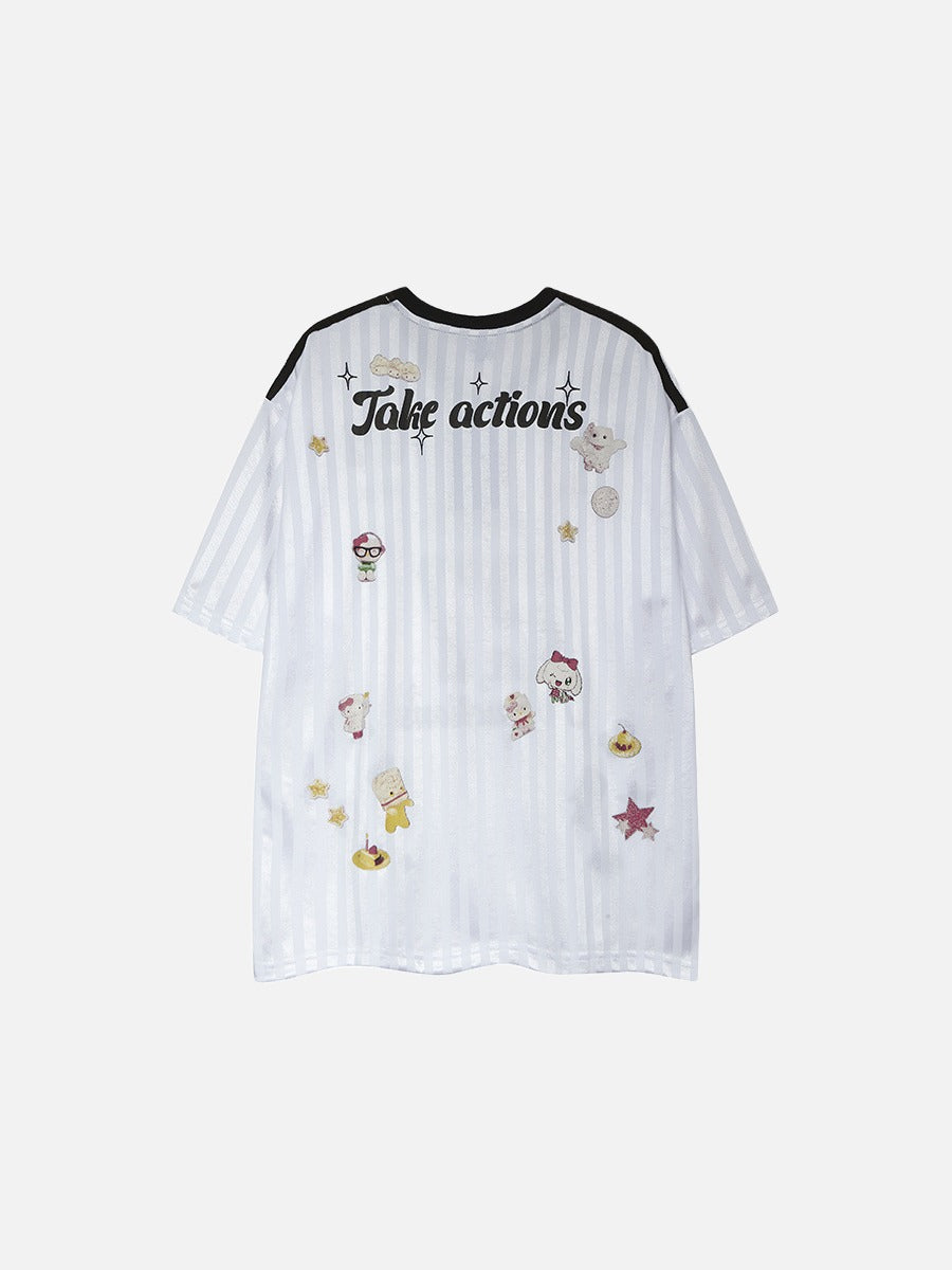 DAXUEN pink oversized cartoon graphic jersey tee