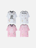 DAXUEN pink oversized cartoon graphic jersey tee