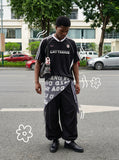 DAXUEN blue oversized 'CATTEEIUS' graphic athletic tee — model photo