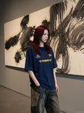 DAXUEN white oversized cloud graphic tee — model photo