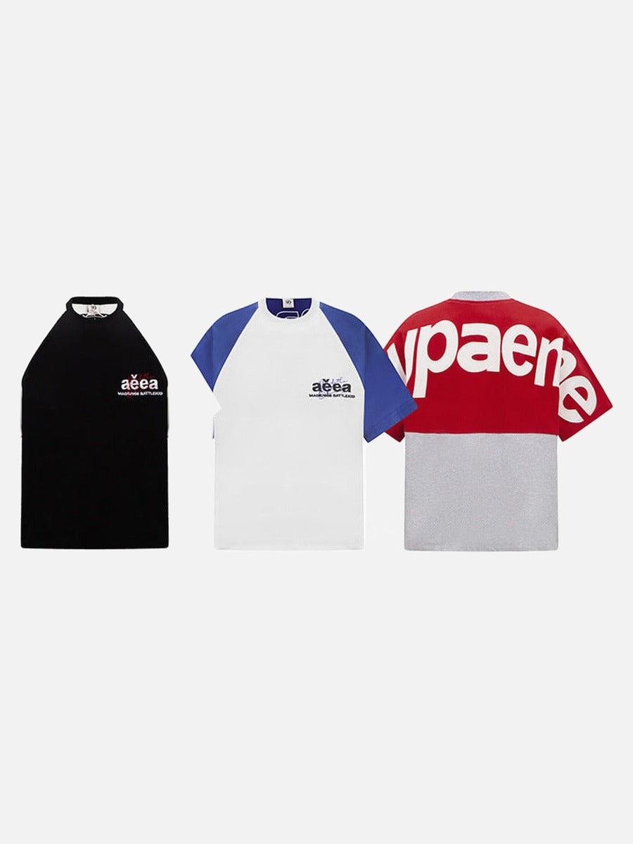 DAXUEN Color-blocked and raglan sleeve short-sleeve t-shirts